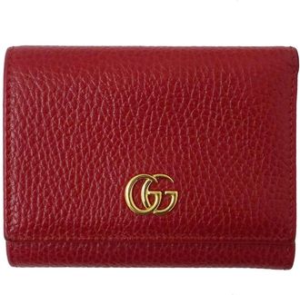 Gucci red Leather Marmont Mini Wallet Size S