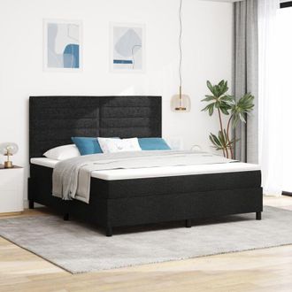 vidaXL Box Spring Bed with Mattress & LED Black 180 x 200 cm Fabric vidaXL