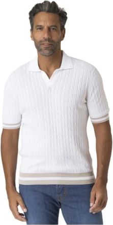 Gran Sasso Witte Polo met Skipper Kraag - Heren - Ronde hals truien - Wit - 2XL - Katoen - Truien & Vesten