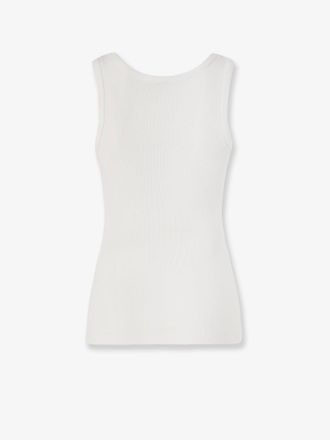 Pinko Ribbed Cotton Tank Top - White