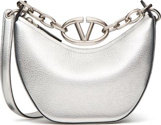 Valentino Garavani mini VLogo Moon Hobo bag - women - Lambskin/Calf Leather - One Size - Silver