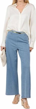 Lyss&eacute; Erin Crystal Wide Leg Denim Jeans In Bleached Blue