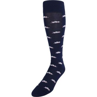 Trafalgar Store Penelopes Flying Pigs Over The Calf Mercerized Cotton Novelty Socks in Navy Blue at Nordstrom
