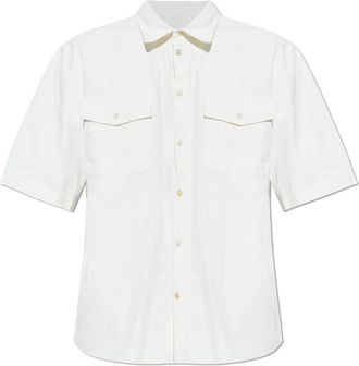 Dsquared2 Linnen Shirt met Korte Mouwen - Heren - Korte mouwen Overhemden - Wit - 3XL - Linnen - Overhemden
