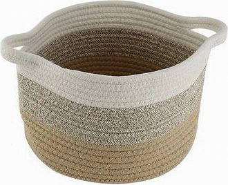 Trade Shop Trade Shop - Cestino Cesto In Tessuto Di Corda Intrecciato Porta Oggetti Tondo 26x18cm 10647