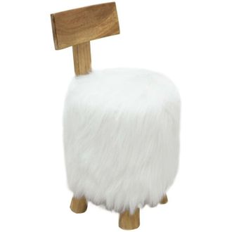 vidaXL Stool White Solid Teak Wood vidaXL