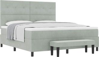 vidaXL Box Spring Bed with Mattress Light Grey 180 x 200 cm Velvet vidaXL
