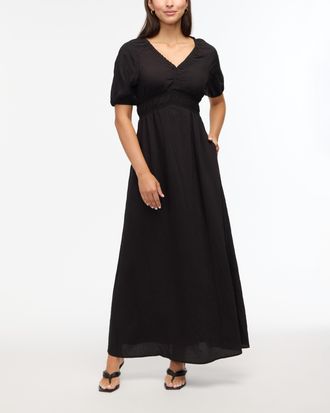 Ellen Tracy Womens V-Neck Dress with Smocking Detail