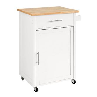 SoBuy Carrito de cocina con 1 caj&oacute;n y una puerta mdf blanco