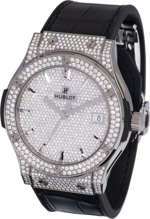 Hublot Classic Fusion Diamond Pave Dial Titanium Mens Watch 511.NX.9010.LR.1704
