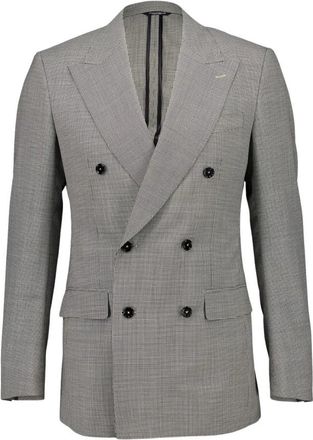 Dolce & Gabbana Double-breasted Houndstooth Wool Jacket - Heren - Business blazers - Grijs - M - Wol - Kostuums