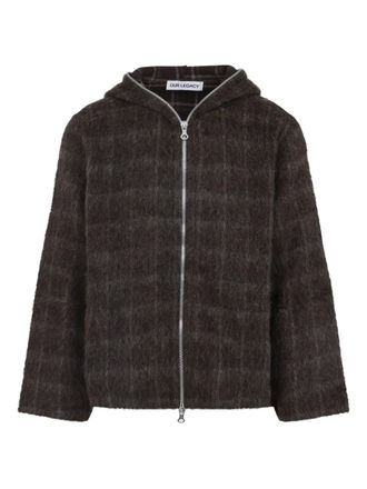 Our Legacy check-pattern wool zip-up hoodie - Brown