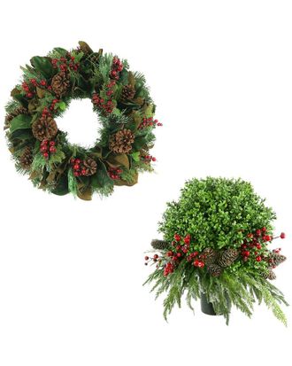 Creative Displays Inc. Classic Christmas Holiday Wreath & Uv Boxwood Drop-In