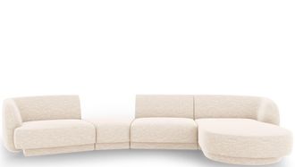 BLOOMINGLOFT 5-Sitzer Design Ecksofa Miley mit abgerundeter Form und Eckteil rechts - Chenille