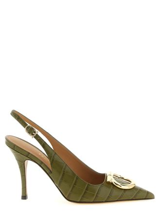 Ferragamo Green Slingback Pumps
