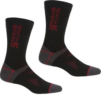 Regatta Gender Inclusive Wool Hiking Boot Socks in Black And Dark Red at Nordstrom, Size 10