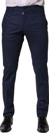 Dolce & Gabbana Mens Dark Blue Wool Dress Formal Pants Virgin Silk Elastane
