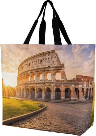 Generic R-ome Italy Sunset Tote Bag Reusable Grocery Shopping Bags Large Travel One Shoulder Handbag for Picnic Work