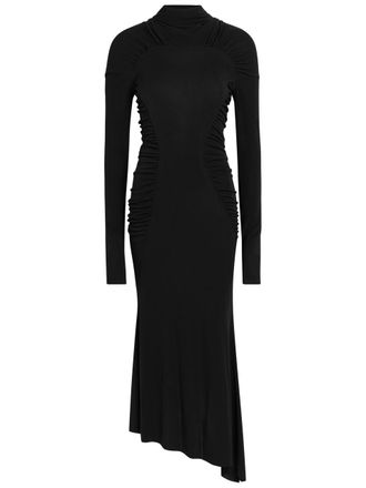 Victoria Beckham Gathered Jersey-crepe Midi Dress - Black - 10 (UK10 / S)