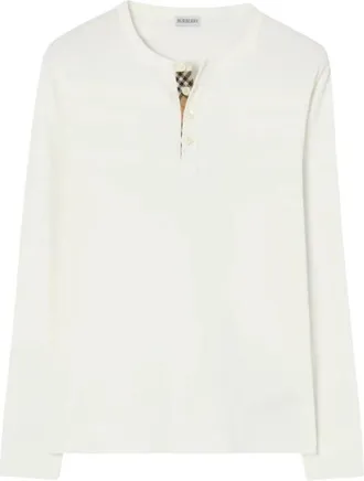 Burberry M Jwear Henley - Heren - Longsleeves - Wit - XL - Tops