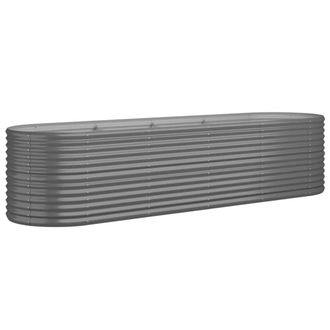 Berkfield Home Garden Raised Bed Powder-coated Steel 296x80x68 cm Grey | Size: 296 x 80 x 68 cm