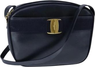 Ferragamo Pre-owned Cross Body Bags, female, Blue, Size: ONE SIZE Pre-owned Leather Shoulder Bag