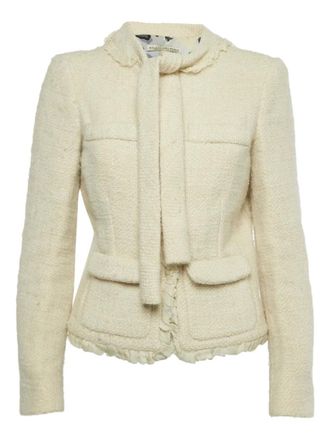 Balenciaga ruffle tie tweed jacket - Neutrals