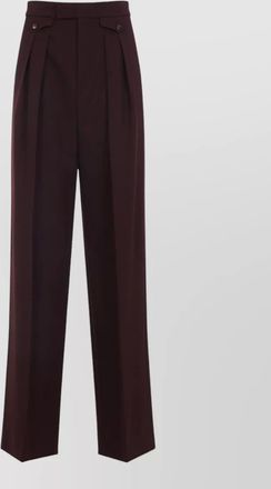 Chlo&eacute; virgin wool high-rise pleated wide-leg trousers