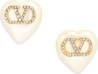 Valentino Garavani VLOGO Signature Faux Pearl Earrings in Gold at Nordstrom