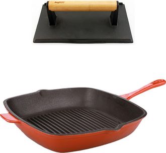 Berghoff Neo Cast Iron Grill 2-Piece Set in Orange at Nordstrom Rack