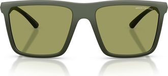 A|X Armani Exchange 57mm Square Sunglasses in Matte Green /Green at Nordstrom