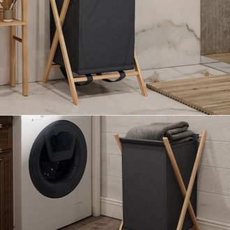 Vicco Cesto Para La Ropa Sucia Bruno, Gris, 40 X 64 Cm