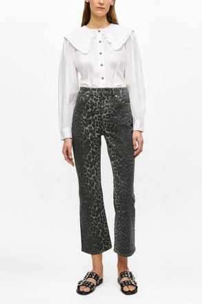 Ganni Blue Grey Leopard Betzy Jeans - Size 24 Organic Cotton