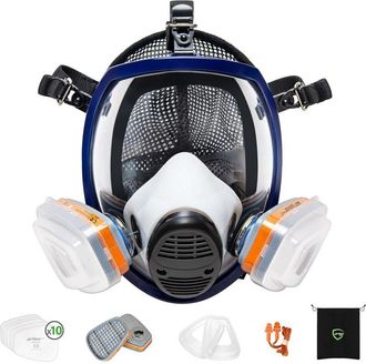 OEM M&aacute;scara De Protecci&oacute;n Respiratoria Facial Completa Con Filtros A1p2, M&aacute;scara Antig&aacute;s Antipolvo Para Pintar, Pulverizar, Lijar, Trabajar La Madera, Pro