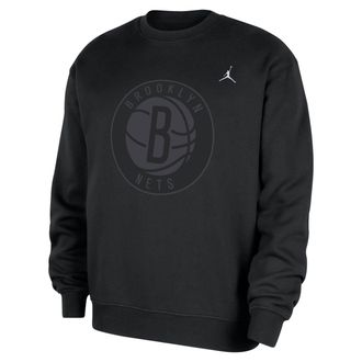 Nike Jordan Mens Brooklyn Nets Statement Essentials Jordan NBA Fleece Crew-Neck Sweatshirt in Black | HM7575-010