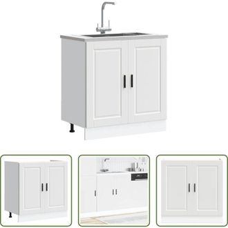 vidaXL vidaXL Armadio per lavello - Mobile base lavello Porto Bianco 80x46x81,5cm Legno Multistrato