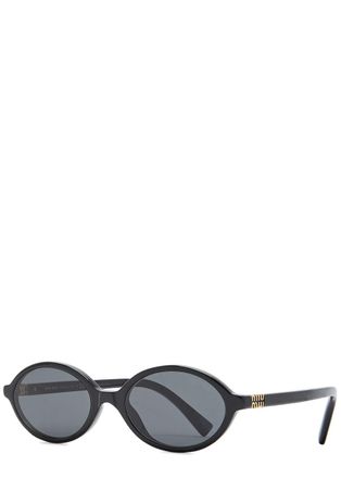 Miu Miu Oval-frame Sunglasses - Black - One Size