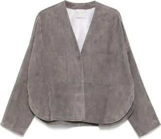 Forte_Forte Giacca in pelle scamosciata - Grigio