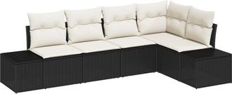 vidaXL Vidaxl - Garden Sofa Set with Cushion with Storage 5 pcs Black, Cream