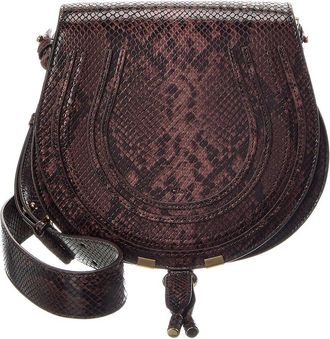 Chlo&eacute; Marcie Small Snake-Embossed Leather Shoulder Bag