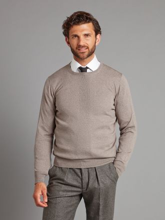 Oliver Brown Merino Crew Neck Jumper - Fawn