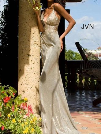 Jovani Glitter Prom Dress In Olive