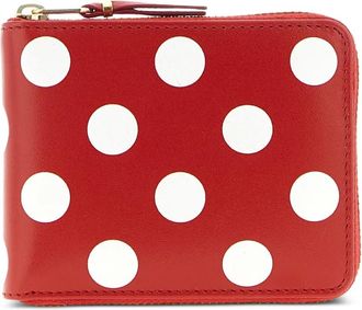 Comme Des Gar&ccedil;ons polka-dot zip-fastening wallet - unisex - Calf Leather - One Size - Red