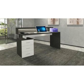 Dmora Escritorio Svevo, Escritorio Con Tapa, Escritorio De Oficina Multiusos, Escritorio Multiposici&oacute;n Que Ahorra Espacio, 160x60h90 Cm, Blanco Y Antracita,