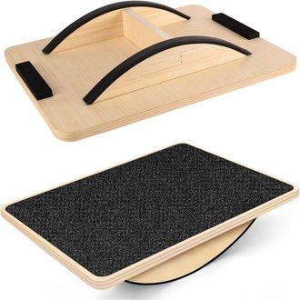 OEM Balance Board - Tabla De Equilibrio De Madera - Para Entrenamiento De Core Y Tobillo - 30 X 40 X 8 Cm - 1 Unidad