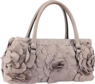 Valentino Garavani Rose Handbag Leather Purple Leather Handbag (Pre-Owned)