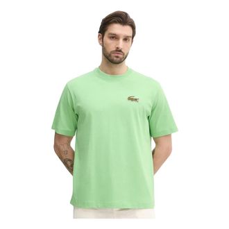 Lacoste Loose Fit Heavy Cotton Badge T-shirt - Heren - T-shirts - Groen - 2XS - Katoen - Tops
