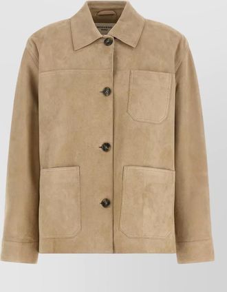 Max Mara leather single-breasted jacket