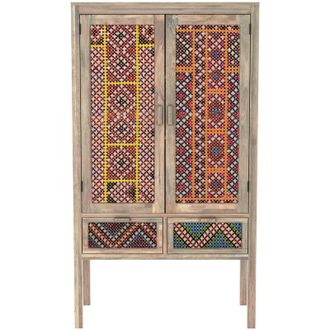 Rendez-Vous D&eacute;co Armario De 2 Puertas Con 2 Cajones En Madera De Mango Y Ca&ntilde;a De Color - Massa&iuml;