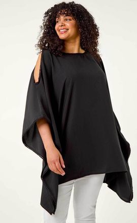 Roman Bobble Trim Hanky Hem Top